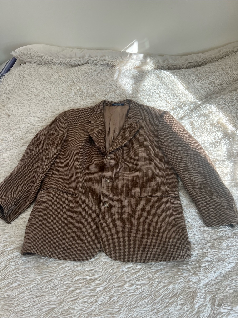 Men's Brown Houndstooth Sport Coat Jacket - Classic Tailored Style